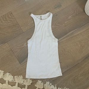 Free People White Ribbed Tank